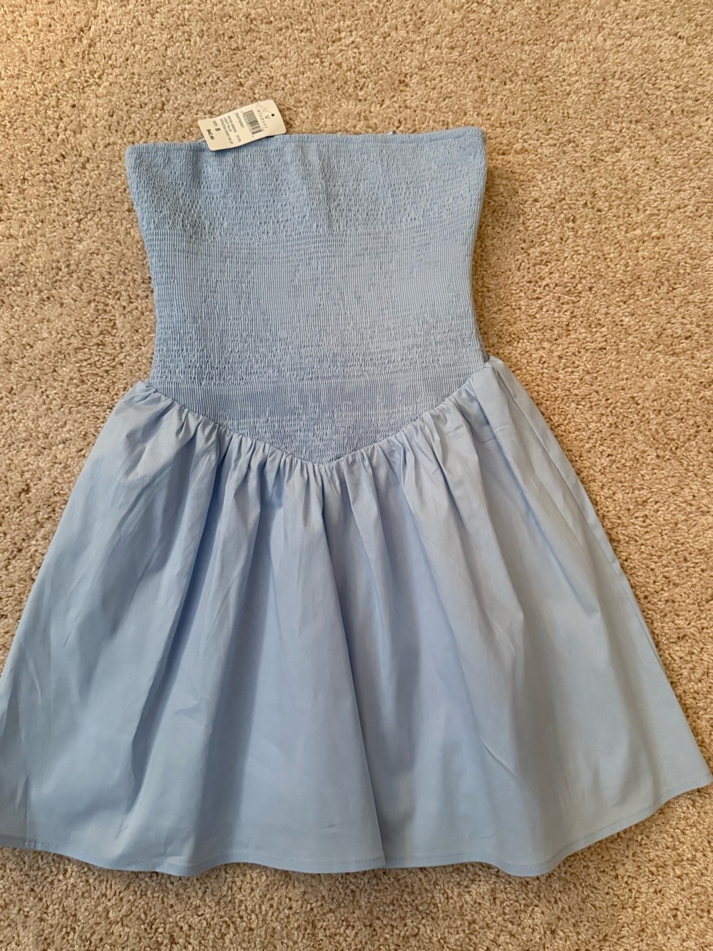 Windsor Light Blue Strapless Smocked Bodice Mini Dress